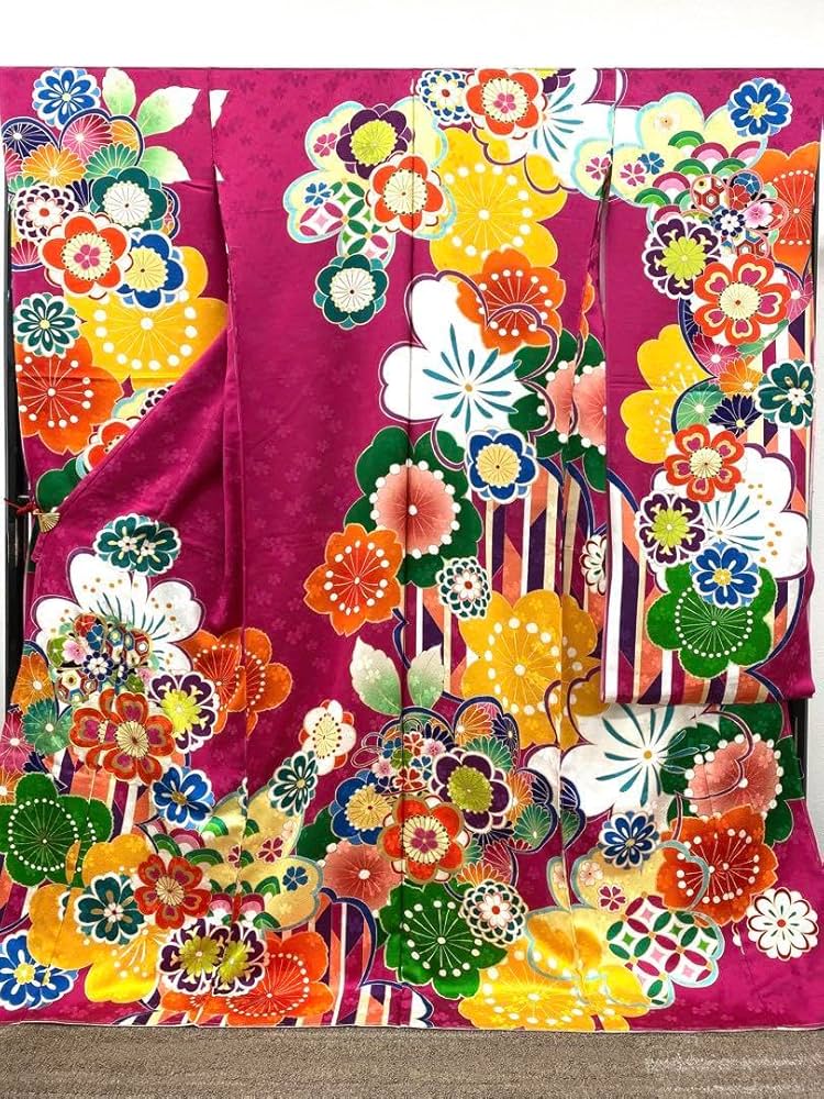 振袖 仮絵羽 金駒 紋意匠 正絹 未仕立て品 八掛付き 振袖 仮絵羽 金駒 金彩 振り布 紋意匠 正絹 未仕立て品 八